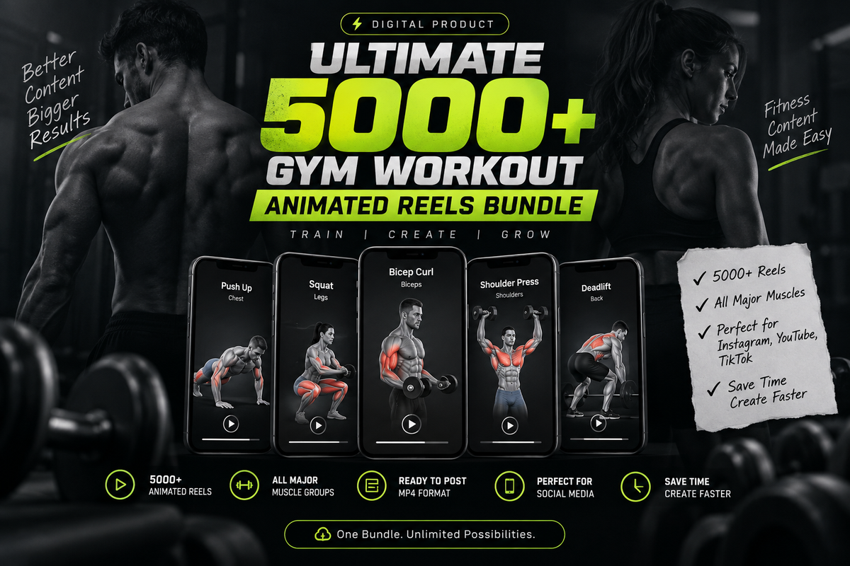 5000+ Gym Workout Animated Reels Bundle